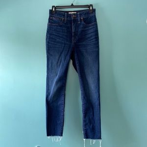 Size 27 Madewell curvy high-rise skinny jeans with frayed edges